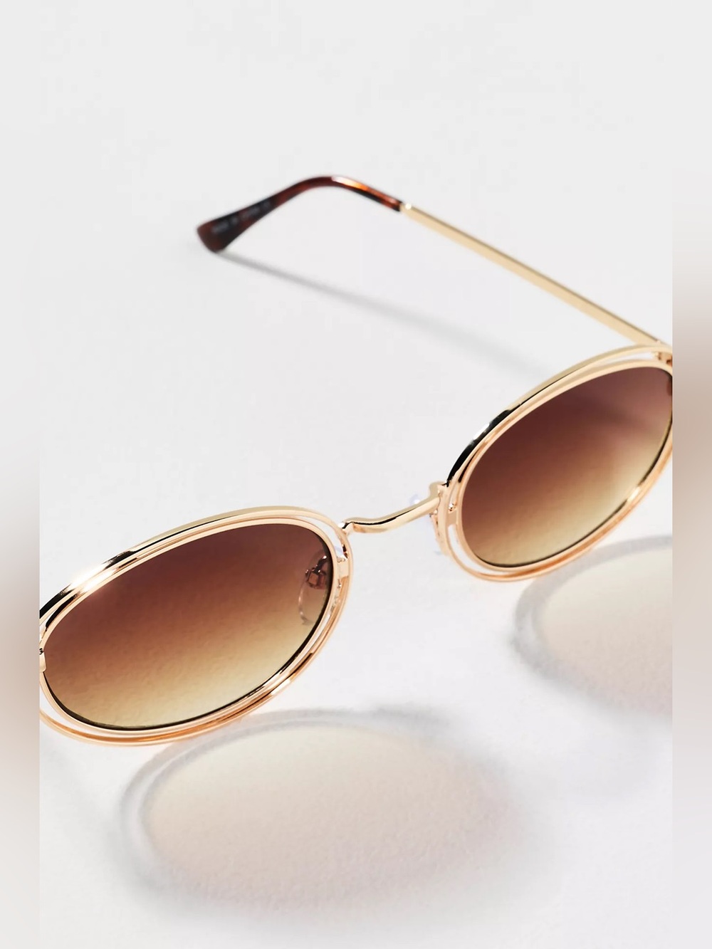 Anthropologie I-SEA Oval Rim Sunglasses - NWT - Gold - Picture 2 of 16
